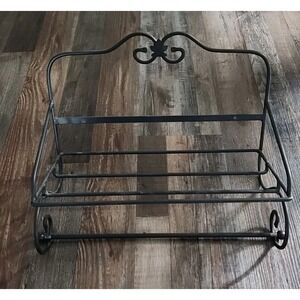 Longaberger‎ Wrought Iron Hanging Utility Shelf Towel Bar Basket Holder